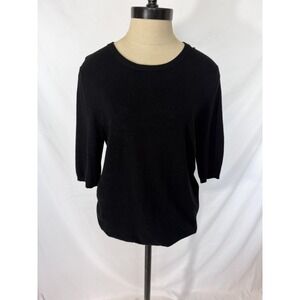 Philosophy Womens S Black 3/4 Sleeve Sweater Gold Zipper Back‎ Lightweight
